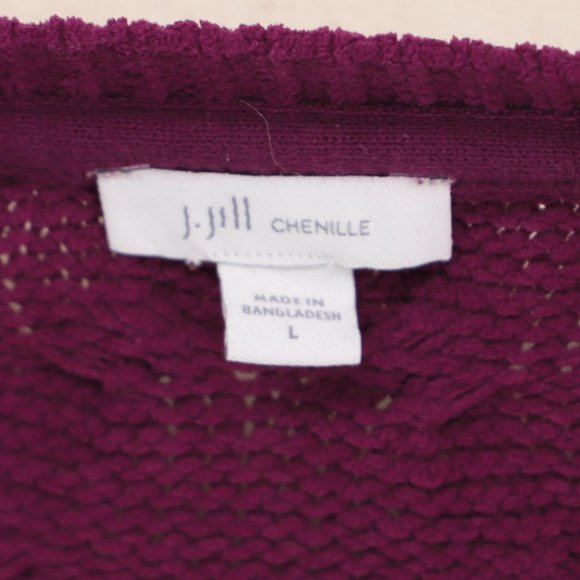 J.JILL Split-Neck Chenille Cable-Knit Tunic Sweater Plum Purple Size L - Picture 5 of 6